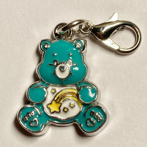 Care Bears Wish Bear Turquoise Blue Clip On Charm Rainbow Enamel Zipper Pull Bag - Picture 7 of 8